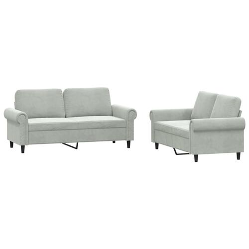 2 personers sofa med hynder velour lysegrå