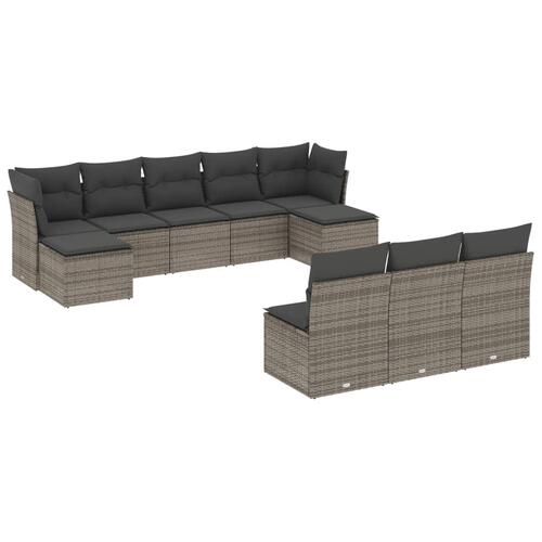 Sofasæt til haven 10 dele med hynder polyrattan grå