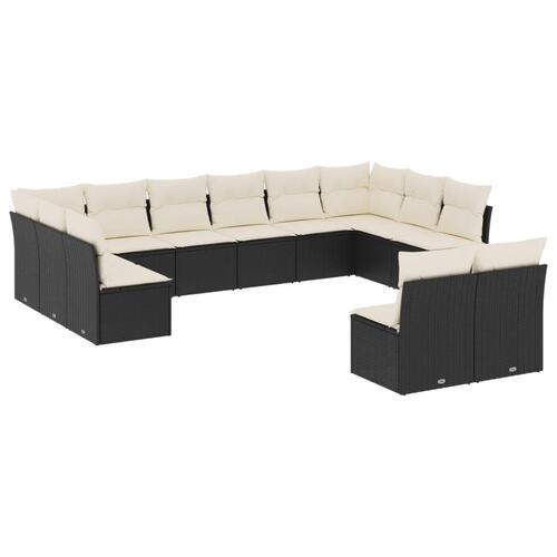 Sofasæt til haven 12 dele med hynder polyrattan sort