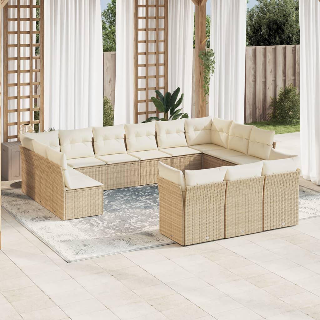 Sofasæt til haven 13 dele med hynder polyrattan beige