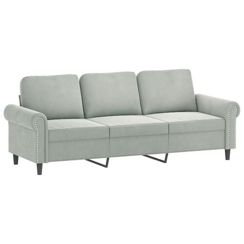 2 personers sofa med hynder velour lysegrå