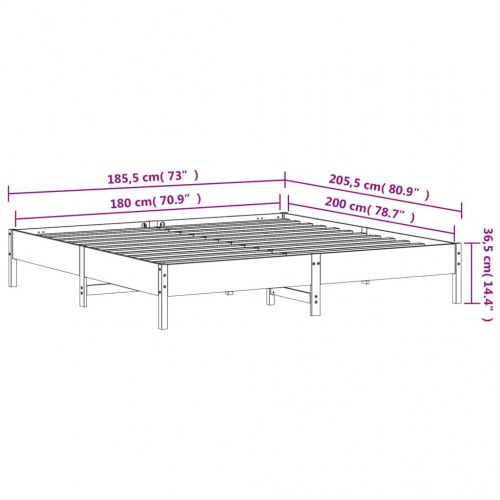 Sengeramme uden madras 180x200 cm massivt fyrretræ