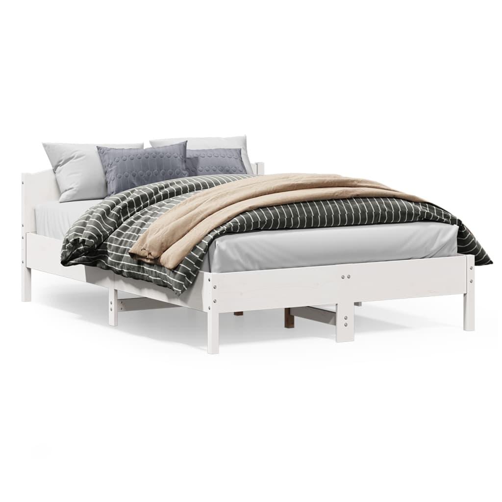 Sengeramme uden madras 150x200 cm massivt fyrretræ hvid