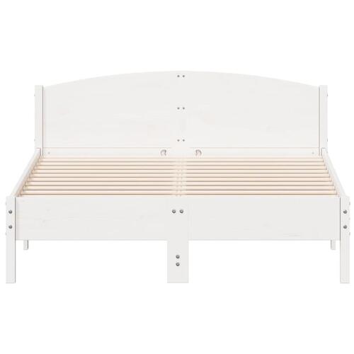 Sengeramme uden madras 150x200 cm massivt fyrretræ hvid