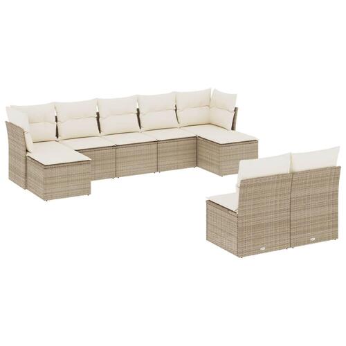 Sofasæt til haven 9 dele med hynder polyrattan beige
