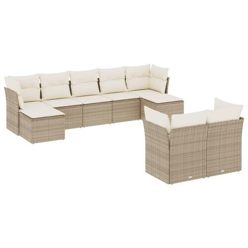 Sofasæt til haven 9 dele med hynder polyrattan beige