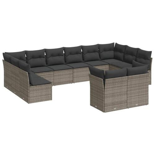 Sofasæt til haven 12 dele med hynder polyrattan grå