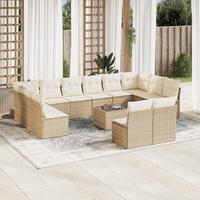 Sofasæt til haven 13 dele med hynder polyrattan beige