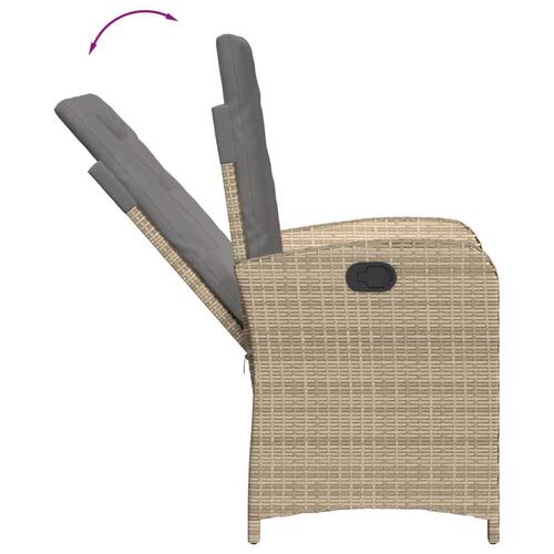 Spisebordssæt til haven 7 dele med hynder polyrattan beige