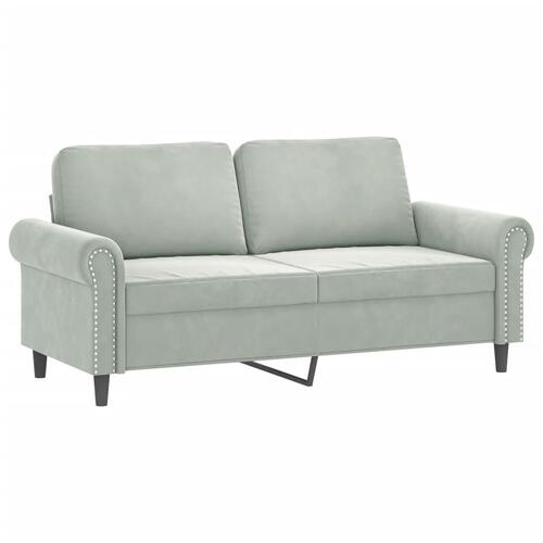 2 personers sofa med puder velour lysegrå