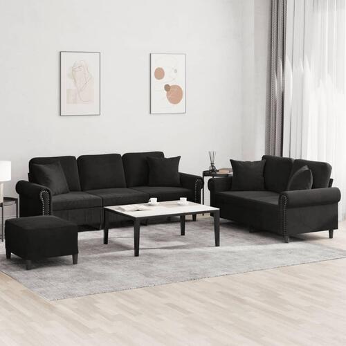 3 personers sofa med puder velour sort