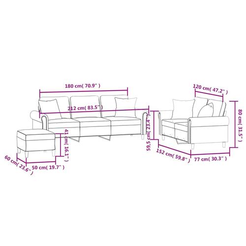 3 personers sofa med puder velour sort