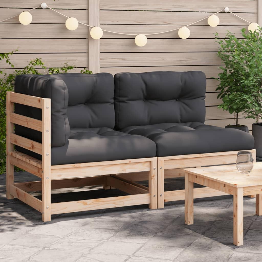 2-personers havesofa m. hynder massivt fyrretræ