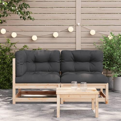 2-personers havesofa m. hynder massivt fyrretræ