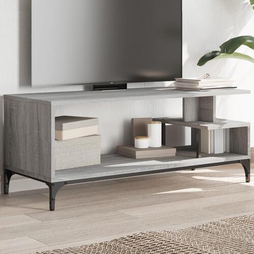 Tv-bord 102x40x41 cm konstrueret træ og stål grå sonoma-eg