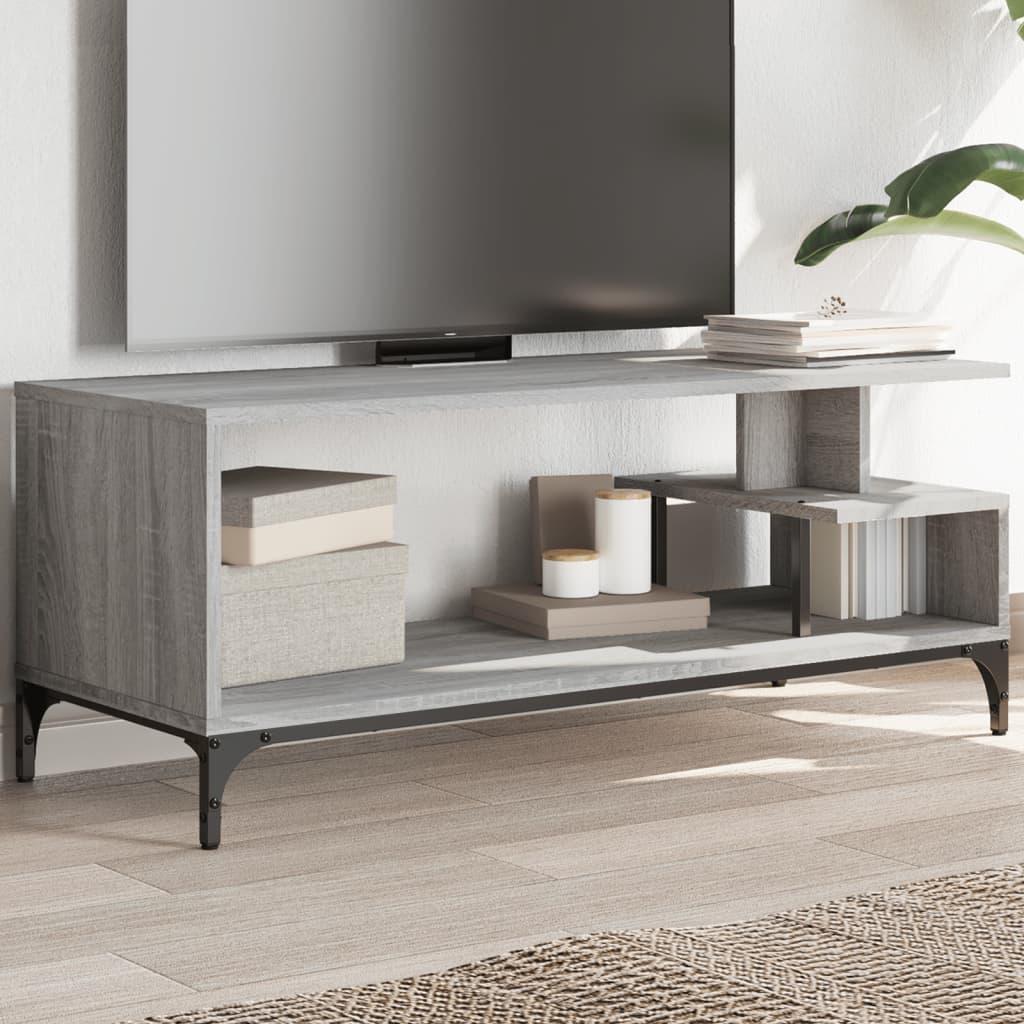 Tv-bord 102x40x41 cm konstrueret træ og stål grå sonoma-eg