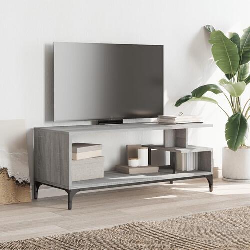 Tv-bord 102x40x41 cm konstrueret træ og stål grå sonoma-eg