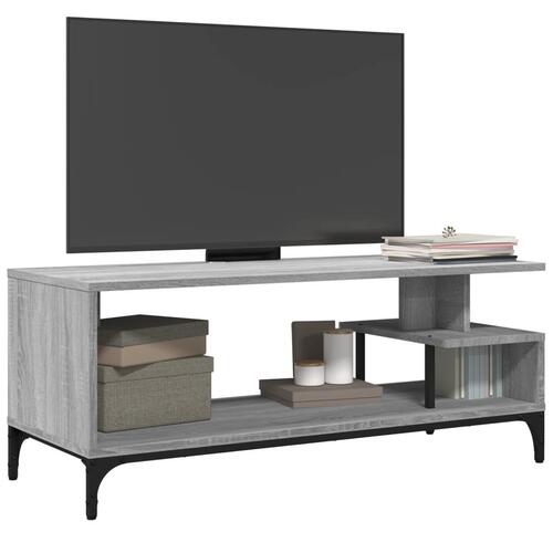 Tv-bord 102x40x41 cm konstrueret træ og stål grå sonoma-eg