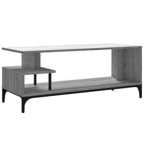 Tv-bord 102x40x41 cm konstrueret træ og stål grå sonoma-eg