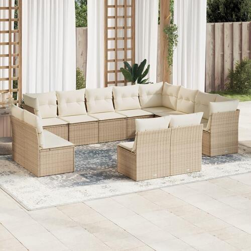 Sofasæt til haven 12 dele med hynder polyrattan beige