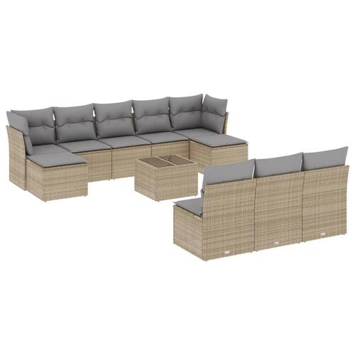 Sofasæt til haven 11 dele med hynder polyrattan beige
