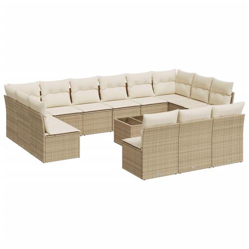 Sofasæt til haven 14 dele med hynder polyrattan beige