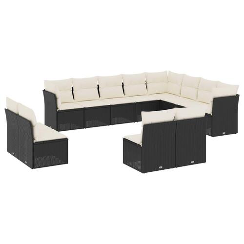 Sofasæt til haven 12 dele med hynder polyrattan sort