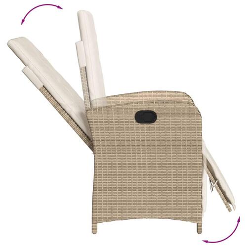 Spisebordssæt til haven 5 dele med hynder polyrattan beige