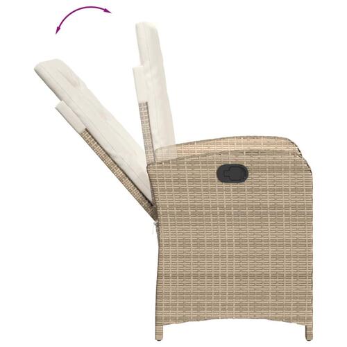 Spisebordssæt til haven 5 dele med hynder polyrattan beige