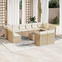 Sofasæt til haven 13 dele med hynder polyrattan beige