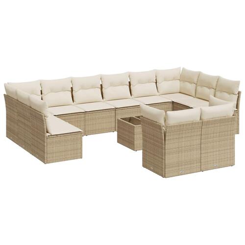 Sofasæt til haven 13 dele med hynder polyrattan beige
