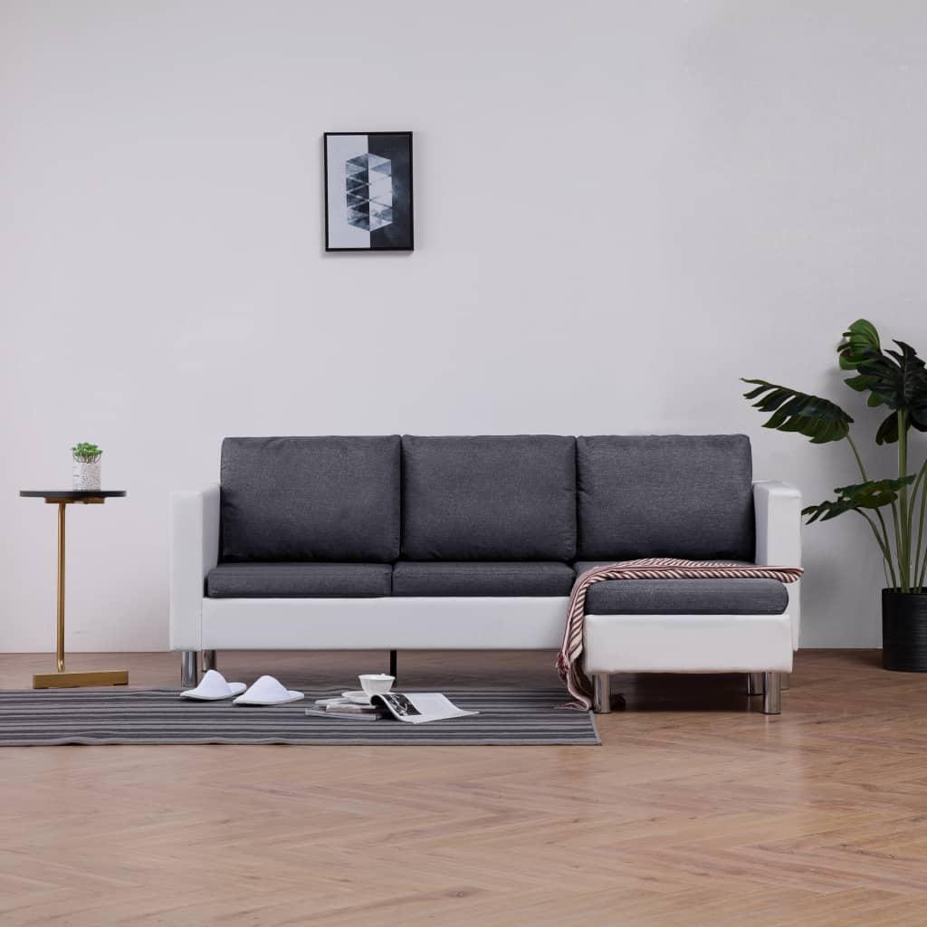 3-personers sofa med hynder kunstlæder hvid