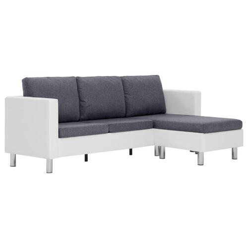 3-personers sofa med hynder kunstlæder hvid