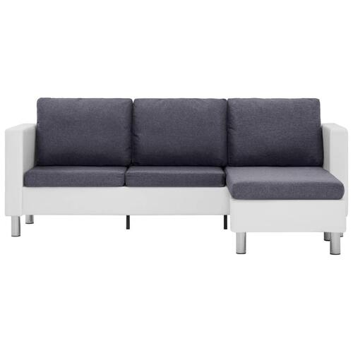 3-personers sofa med hynder kunstlæder hvid