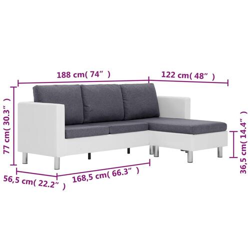 3-personers sofa med hynder kunstlæder hvid