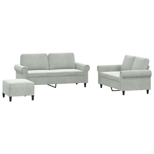 3 personers sofa med hynder velour lysegrå