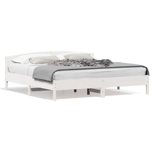 Sengeramme uden madras 200x200 cm massivt fyrretræ hvid