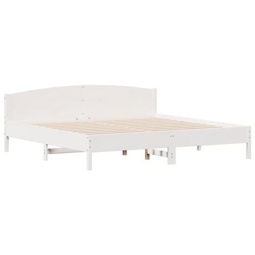 Sengeramme uden madras 200x200 cm massivt fyrretræ hvid