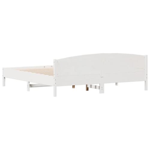 Sengeramme uden madras 200x200 cm massivt fyrretræ hvid