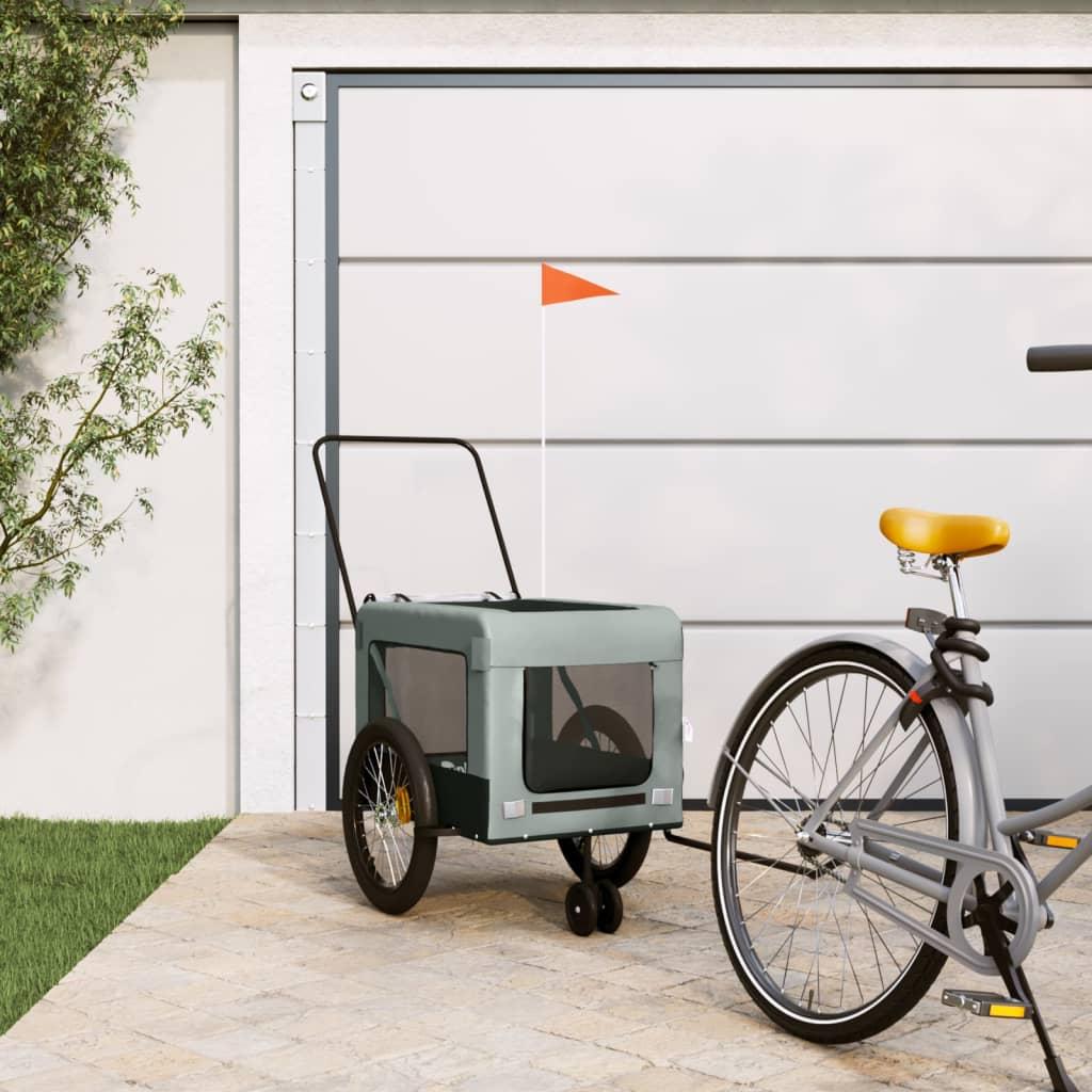 Hundetrailer til cykel oxfordstof og jern grå og sort