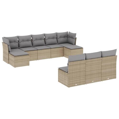 Sofasæt til haven 10 dele med hynder polyrattan beige