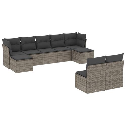 Sofasæt til haven 9 dele med hynder polyrattan grå