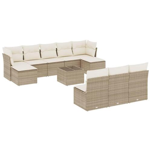 Sofasæt til haven 11 dele med hynder polyrattan beige