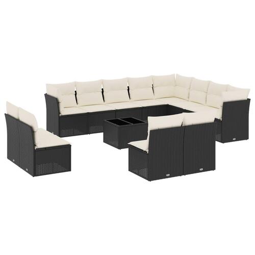 Sofasæt til haven 13 dele med hynder polyrattan sort