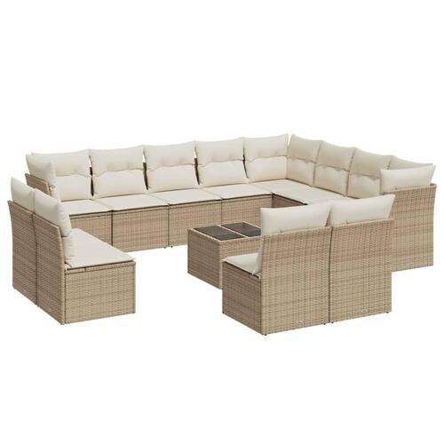 Sofasæt til haven 13 dele med hynder polyrattan beige