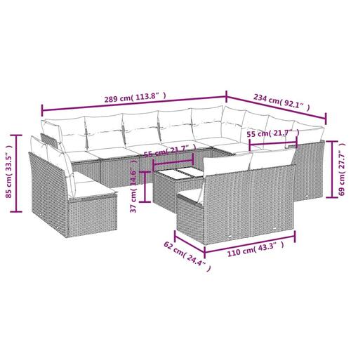 Sofasæt til haven 13 dele med hynder polyrattan beige