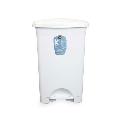 Papirkurv med pedal - hvid plastik, 50 l (pakke med 3)