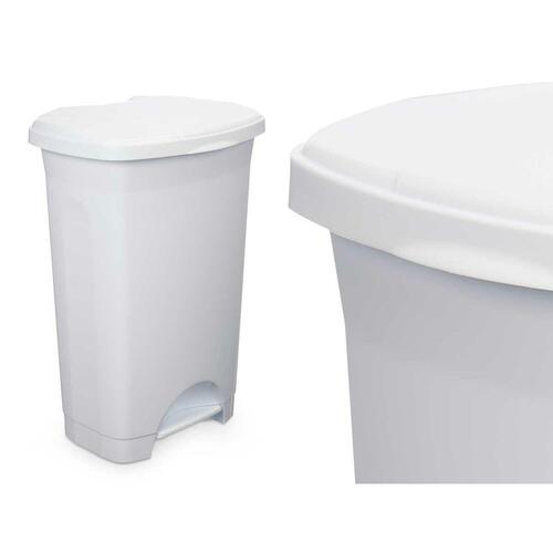 Papirkurv med pedal - hvid plastik, 50 l (pakke med 3)