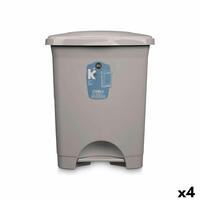 Papirkurv med pedal Grå Plastik 30 L (4 enheder)