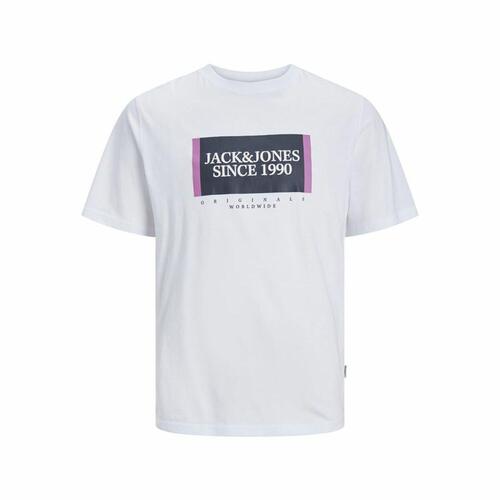 Kortærmet T-shirt til Mænd Jack & Jones Lafayette Box Hvid L